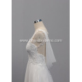 Latest Simple Lace Sleeveless bridal frock wedding dress with Train